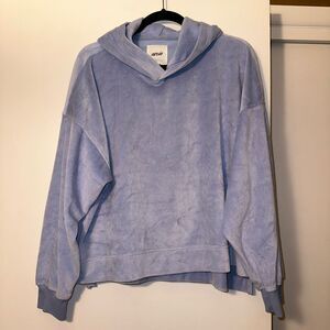 Aerie Womens Pullover Dreamy Blue Velvet Crop Hoodie Medium NWT
